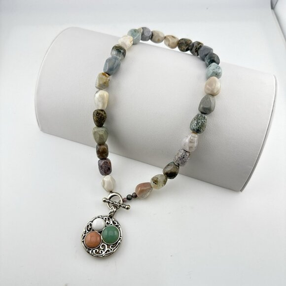 Carolyn Pollack Necklace Reversible Rio Blanco Jasper Multi Stone 925 QVC Box - Picture 2 of 16